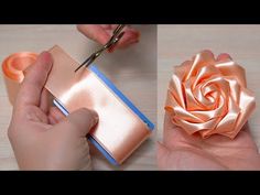 someone is making a rose out of satin material