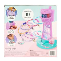 the kit includes bracelets, necklaces and ring making kits for girls to make their own jewelry