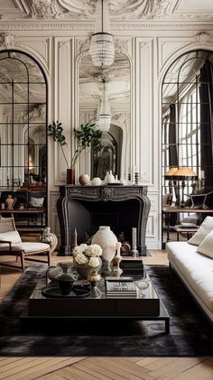 Small Sophisticated Living Room, Masculine Parisian Apartment, Modern Classic Interior Design Luxury, Modern Parisian Interior Design, Barcelona Interior, Parisian Chic Interior, Parisian Style Interior, Parisian Interior Design, Parisian Living Room