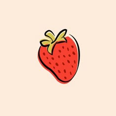 a drawing of a strawberry on a pink background