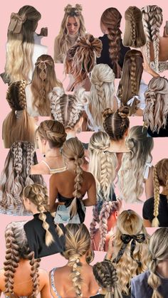 Host Hairstyles, Hair Styles For Hot Weather, Collage Hairstyles, Teen Hair Styles, Hairstyles Collage, Cute School Hair, Hairstyle Collage, Cool Hairstyles For Long Hair, Preppy Hairstyle