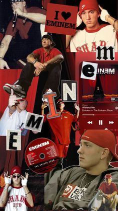 the collage has many different pictures and words on it, including men in baseball caps