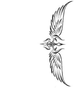 a black and white drawing of a bird flying