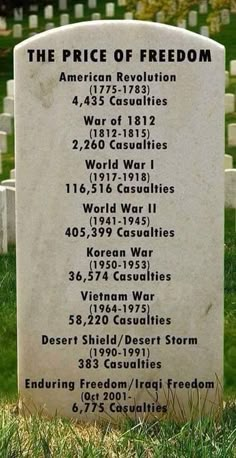 a headstone with the price of freedom written on it