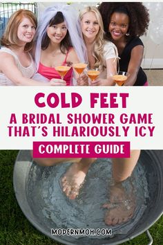 Looking for laughs at your bridal shower? The Cold Feet bridal shower game is perfect! Guests retrieve wedding-themed items from icy water using just their toes. It’s an easy and fun game everyone will enjoy. Learn how to play this interactive bridal shower game now! | Modern MOH