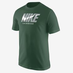 It's your game. Make sure everybody knows with this classic tee. Green T-shirt With Logo For Sports Season, Mens Lacrosse, Lacrosse, Polyester Material, Nike Men, Age Group, Nike, Green, T Shirt