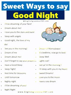 a printable poem with the words'sweet ways to say good night '