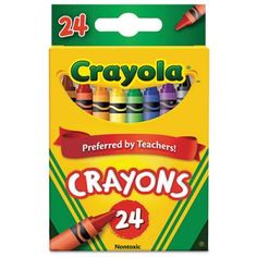 a box of crayons with 24 colors in it