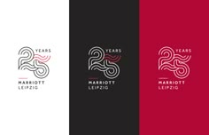 the logo for marlott leipzig's 25 years anniversary celebration is shown in three different colors