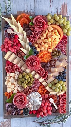 a platter filled with lots of different types of food