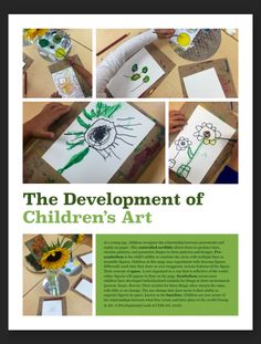 the development of children's art book cover with pictures of flowers and handprints