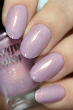 Lilac Nails Design, Lavender Nail Polish, Fata Morgana, Lilac Nails, Lavender Nails, Nail Shimmer, Sparkle Nails, Prom Nails, Fancy Nails