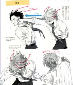 an anime storyboard showing how to use the same character's head and neck