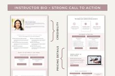 a pink and white resume template with an image of a woman's face on it