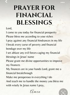 a prayer for financial blessings