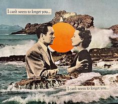 an old poster with two people in the water and one is talking to each other