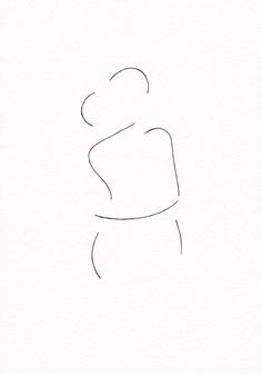 a black and white drawing of a woman's torso