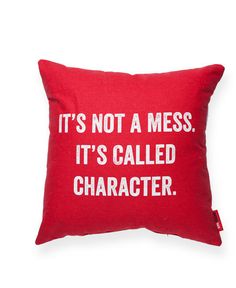 a pillow that says it's not a mess, it's called character