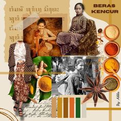 a collage of different pictures with herbs and spices on them, including an orange star