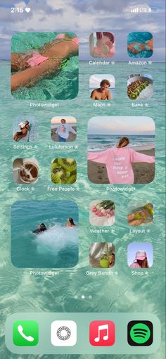 aesthetic ios14 homescreen pastel Tropical Home Screen Ideas, Tropical Iphone Layout, Beachy Iphone Layout, Tropical Ios14 Homescreen, Summer Home Screen Iphone, Coconut Girl Homescreen, Summer Homescreen, My Homescreen