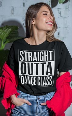 Straight Outta Dance Class! Custom designed dance shirt by Salsa Vida. For more dance t-shirts, visit us at shop.salsavida.com. Comes in multiple styles & colors. Made by dancers for dancers. Kpop T Shirt, Bts Park Jimin, Islamic Celebrations, Kpop Tshirt, Salsa Dance, Dance Stuff, Fun Fitness