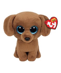 a small brown dog with blue eyes and a tag on it's ear is shown