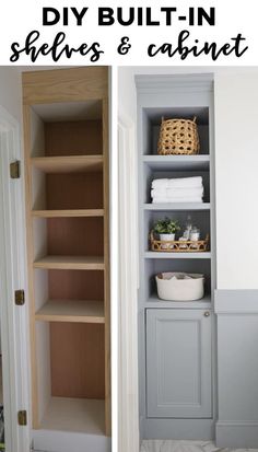 the before and after pictures of built in shelving cabinets