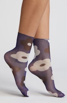 Embrace the airy comfort of soft, lightweight mesh socks fashioned with a retro floral print. 40% nylon, 35% polyester, 20% cotton, 5% spandex Machine wash, line dry Imported Mesh Socks, Sheer Socks, Fashion Socks, Retro Floral, High Heel, High Heels, Floral Print, Floral Prints, Socks