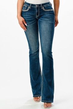 The Grace in LA women's trouser jean in Easy Fit shows off your best shape. The mid-rise creates a form-flattering fit for every curve. This medium wash jean is detailed with aztec feather embroidered back pockets. The denim fabric has the perfect amount of stretch and great holding power. Easy Fit Denim: Front Rise - 9.25" Back Rise - 14.25" Inseam - 34" Medium wash 66% Cotton, 21% Polyester, 2% Rayon, 1% Elastane Wash cold water Womens Trouser Jeans, Mid Rise Bootcut Jeans, Medium Wash Jeans, Plus Size Jeans, The Grace, Trouser Jeans, Denim Fabric, Mens Bottom, Bootcut Jeans