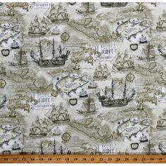 an old map with ships on it is shown in grey and white colors, as well as