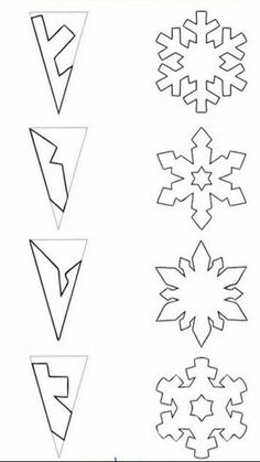 the snowflake pattern is shown in black and white, which includes four different shapes