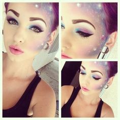 Galaxy Makeup, Homecoming Week, Cute Halloween Makeup, Dress Up Day, Fairy Makeup, Halloween Makeup Looks, Galaxy Art, Halloween 2018, Costume Makeup