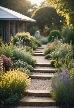 Garden pathway Border Ideas Garden, Winding Path Garden, Oasis Garden Ideas, Modern Cottage Garden Design, Cottagecore Landscaping, Landscaping With Grasses, Scandinavian Garden Design, Sustainable Garden Ideas, Natural Yard