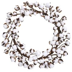 a wreath made out of cotton on a white background