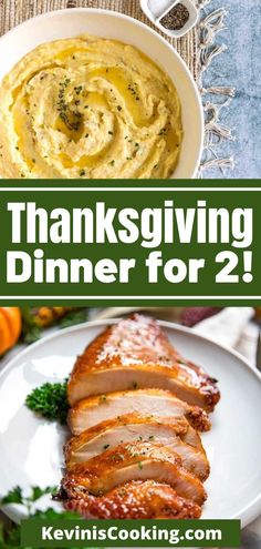 thanksgiving dinner for two with turkey and mashed potatoes