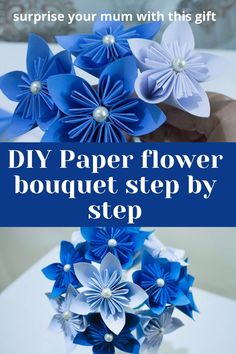 DIY Paper flower bouquet step by step. How to make paper flower bouquet step by step tutorial. Making A Paper Bouquet, Make Paper Flower Bouquet, Paper Flowers Handmade, Origami Tutorial Step By Step Flowers, Easy Paper Art, Paper Flower Tutorial Step By Step, How To Make Paper Flower Bouquet Step By Step, Diy Paper Flowers Bouquet, Origami Bouquet Tutorial