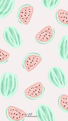 watermelon slices and leaves on a pink background