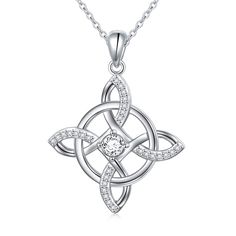 PRICES MAY VARY. Four corner knot celtic design! A symbol of strength and protection. Celtic knots are complete loops that have no start or finish and could be said to represent eternity, means loyalty, faith, friendship or love. Only one thread is used in each design which symbolizes how life and eternity. Pendant width: 0.94 inch; 1.5 mm Chain length: 18+2 inches, lobster clasp; Total weight: about 5.56 g. Material: 925 sterling silver, tarnish resistant, nickel-free, lead-free, cadmium-free; Witch Pendant, Celtic Knot Jewelry, Celtic Knot Pendant, Celtic Knot Ring, Celtic Knots, Jewelry Knots, Celtic Design, Irish Celtic, Small Jewelry Box