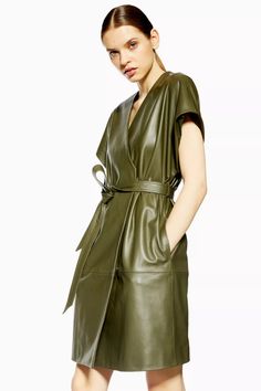 Genuine Leather Dress,Handmade Celebrity Lambskin Olive Leather Dress, Plus Size Leather Dress Outfit, Outfit Leather Jacket, Custom Leather Jackets, Dress Leather, Genuine Leather Jackets, Topshop Outfit, Leather Dresses, Leather Outfit, Leather Dress