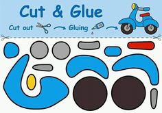 the cut and glue pattern is shown for children to learn how to make an image