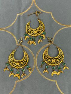 Make two out of three: A pair of earrings, crescent moon motif, ca. 1890-1910 In good condition. Original condition. Nothing altered.  Very, very rare to find. Even rarer are these pieces offered for sale. Most are in private collections. Victorian Earrings, Earrings Antique, Antique Earrings, Crescent Moon, Crescent, Favorite Jewelry, Jewelry Earrings Dangle, Etsy Earrings, Dangle Drop Earrings