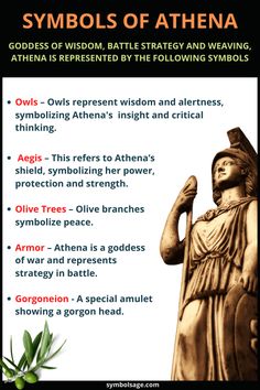 an image of symbols of athena and the goddess's name in english