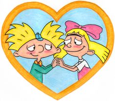 a drawing of two people in front of a heart