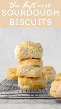 three biscuits stacked on top of each other with the words, easy homemade and quick sound dough