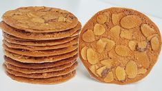 a stack of cookies sitting next to each other