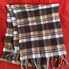 Disney Scarf Fringe Brown Red Cream Plaid Soft Embroidered Mickey Head 64” x 12” | eBay Disney Scarf, Mickey Head, Plaid, Best Deals, Disney, Red, Clothes Design, Clothes