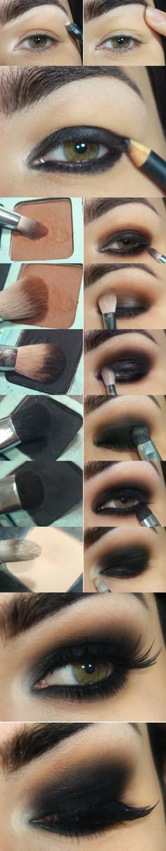 Smokey Eyes Tutorial, Make Up Mata, Black Smokey Eye Makeup, Black Smokey Eye, Black Smokey, Smokey Eye Tutorial, Smokey Eye Makeup Tutorial, Smink Inspiration, Beauty Make-up