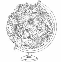 a drawing of flowers in a vase on top of a table