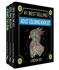 three books with the title best selling adult coloring book set