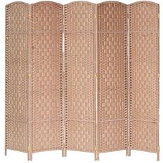 a room divider made out of woven material